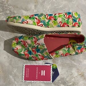 Toms x Paper Source Tropical Flamingo Print Slip On Shoes